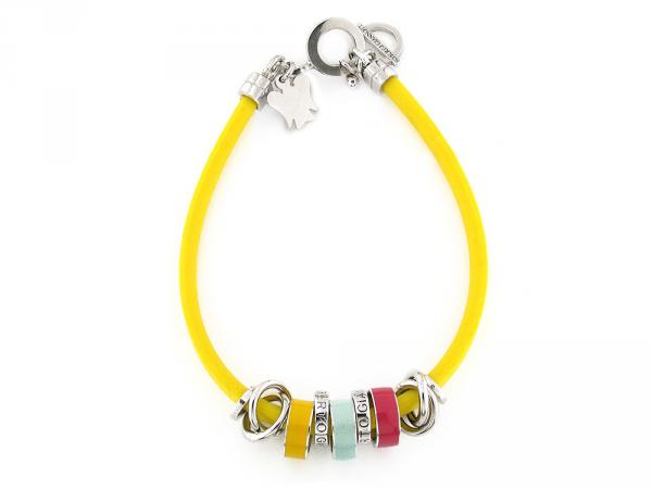 SMABR3Y - Bracciale Argento e Gomma Giallo