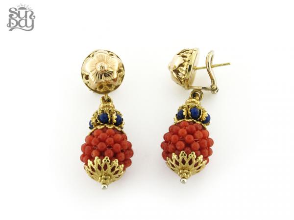 SUN003 - Orecchini SunDay Oro e Corallo Rosso