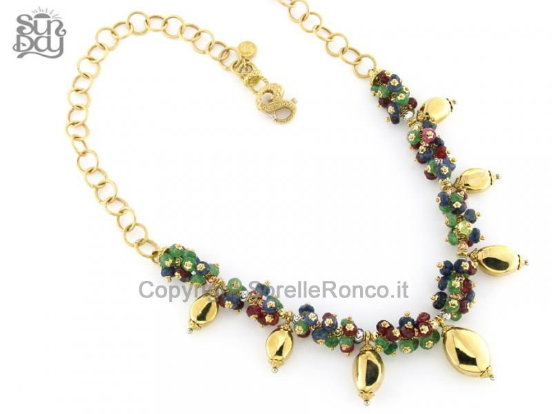 COLLANA SUN DAY IN ORO E PIETRE PREZIOSE