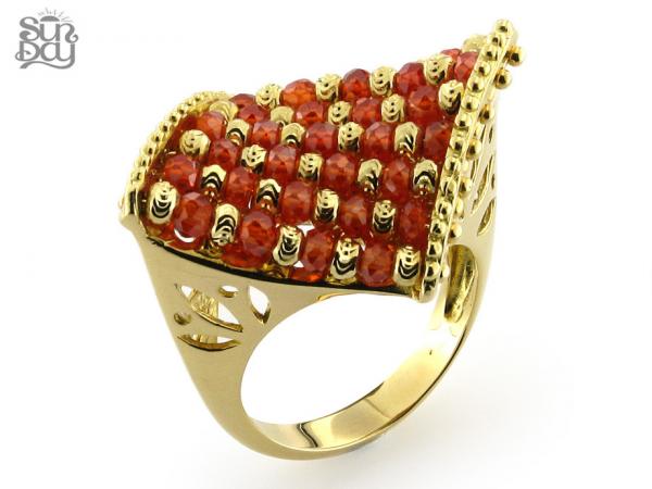 SUN024 - Anello SunDay in Oro con Zirconi Arancio