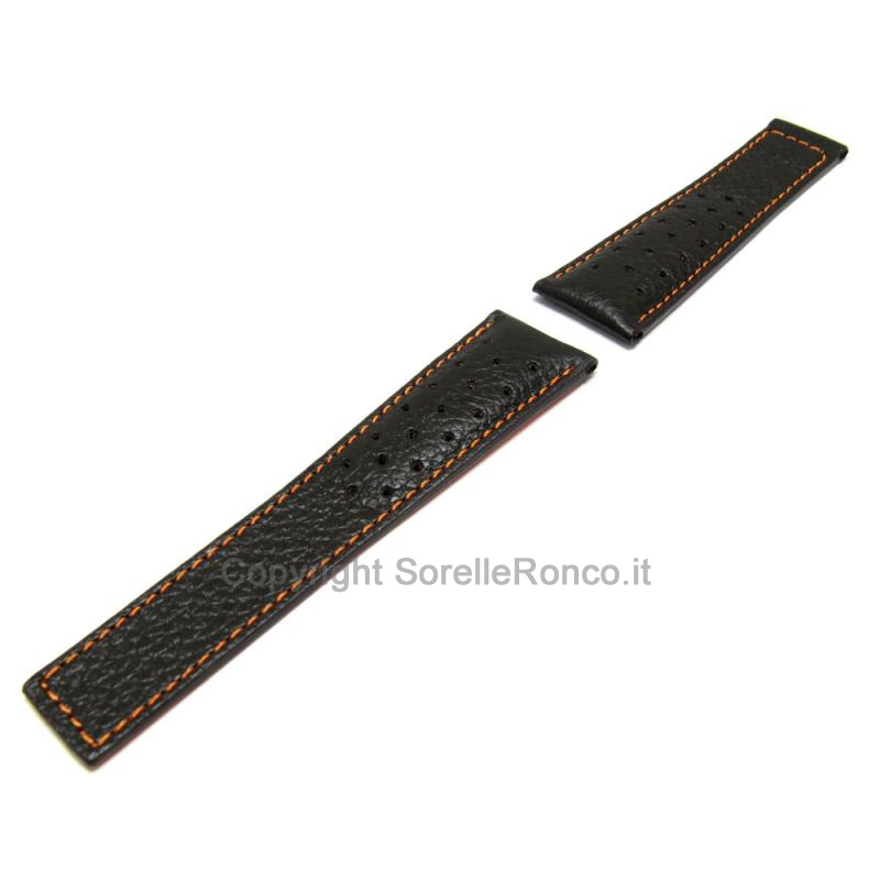 CINTURINO COMPATIBILE TAG HEUER PELLE NERA ARANCIO
