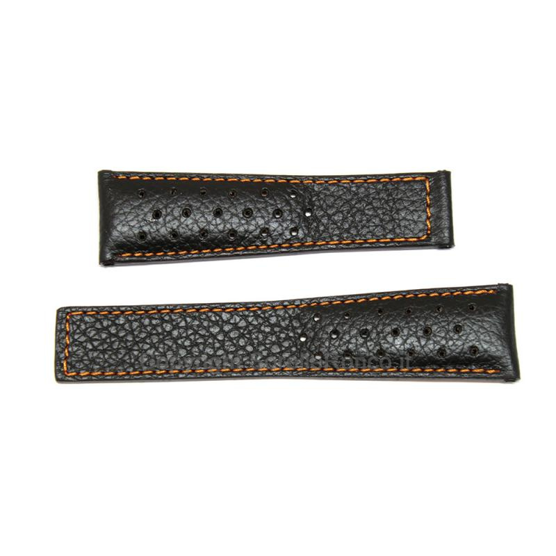 CINTURINO COMPATIBILE TAG HEUER PELLE NERA ARANCIO