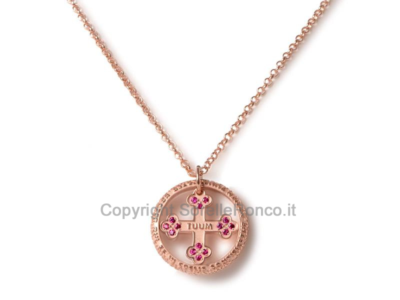 TUUM FLORE ARGENTO ROSA CATENA E RUBINI