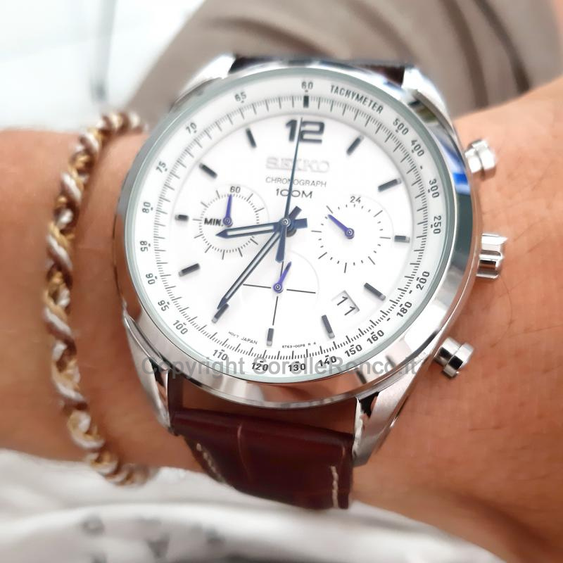 SEIKO SPORT CHRONO BIANCO 44,9MM CINTURINO PELLE