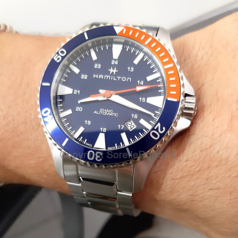 HAMILTON KHAKI NAVY SCUBA BLU/ARANCIO 40MM ACCIAIO