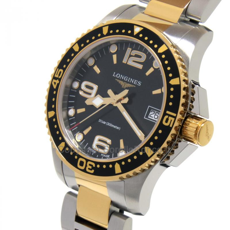 LONGINES HYDROCONQUEST QUARZO NERO PVD ORO 34MM