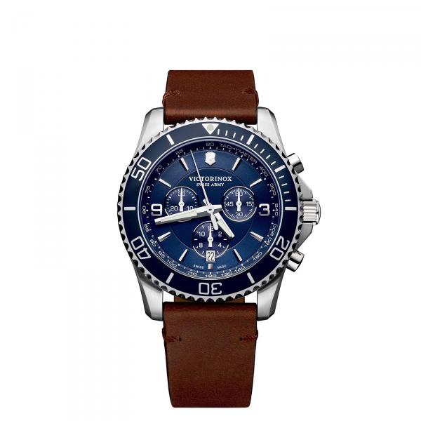 241865 - Victorinox Maverick Chrono Blu Marrone Pelle 43mm