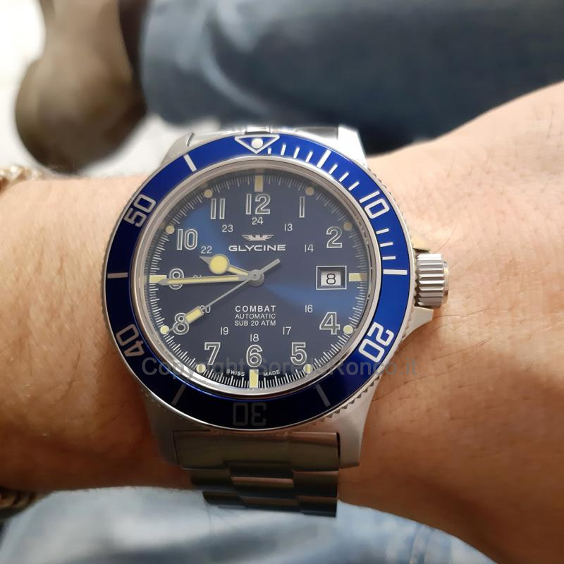 GLYCINE COMBAT SUB ACCIAIO BLU AUTO 42MM