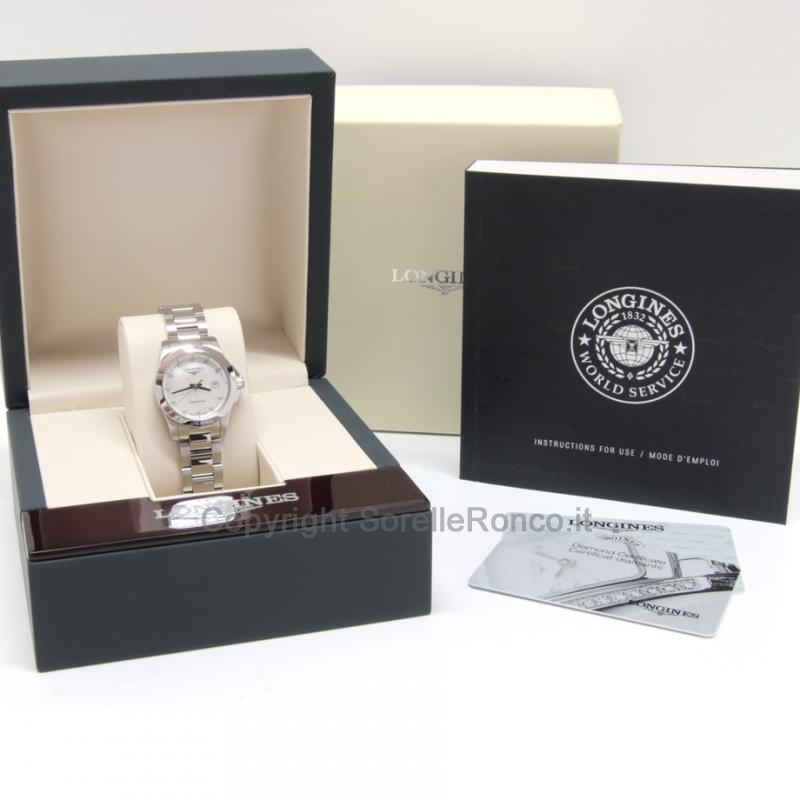 LONGINES CONQUEST LADY BIANCO DIAMANTI AUTO 29,5MM