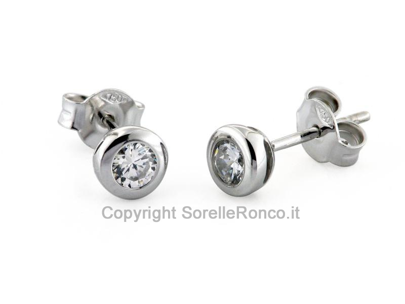 ORECCHINI ORO E ZIRCONI Ø 4.5 MM