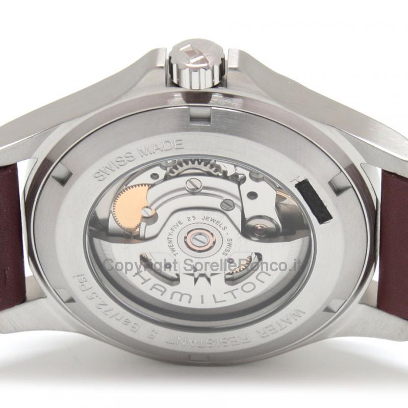 HAMILTON KHAKI FIELD KING NERO 40MM PELLE MARRONE