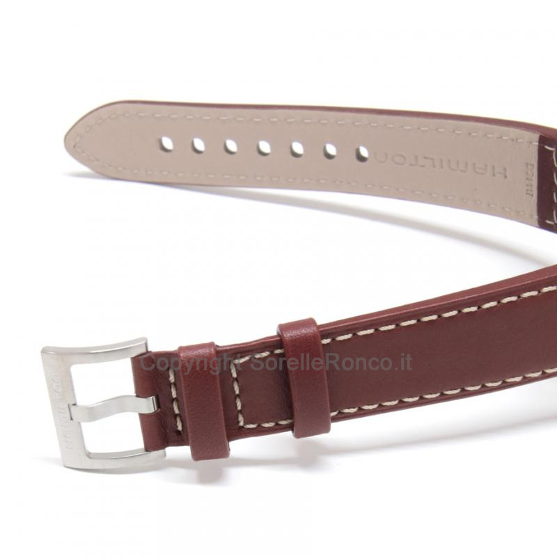 HAMILTON KHAKI FIELD KING NERO 40MM PELLE MARRONE