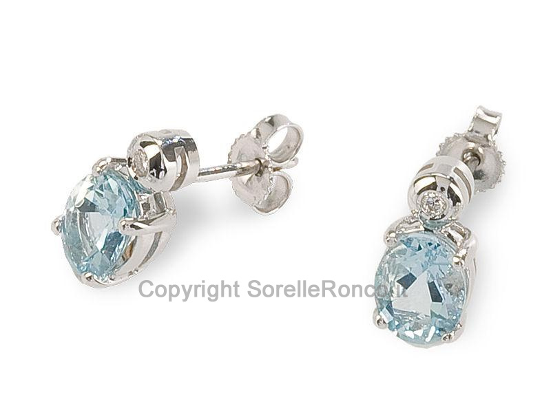 ORECCHINI ACQUAMARINA CON DIAMANTE