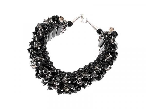47926 - Bracciale Onice Nera e Quarzi Grigi