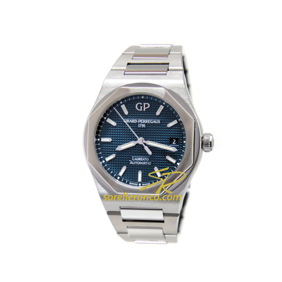Laureato Quadrante Blu 38mm Bacciale Acciaio