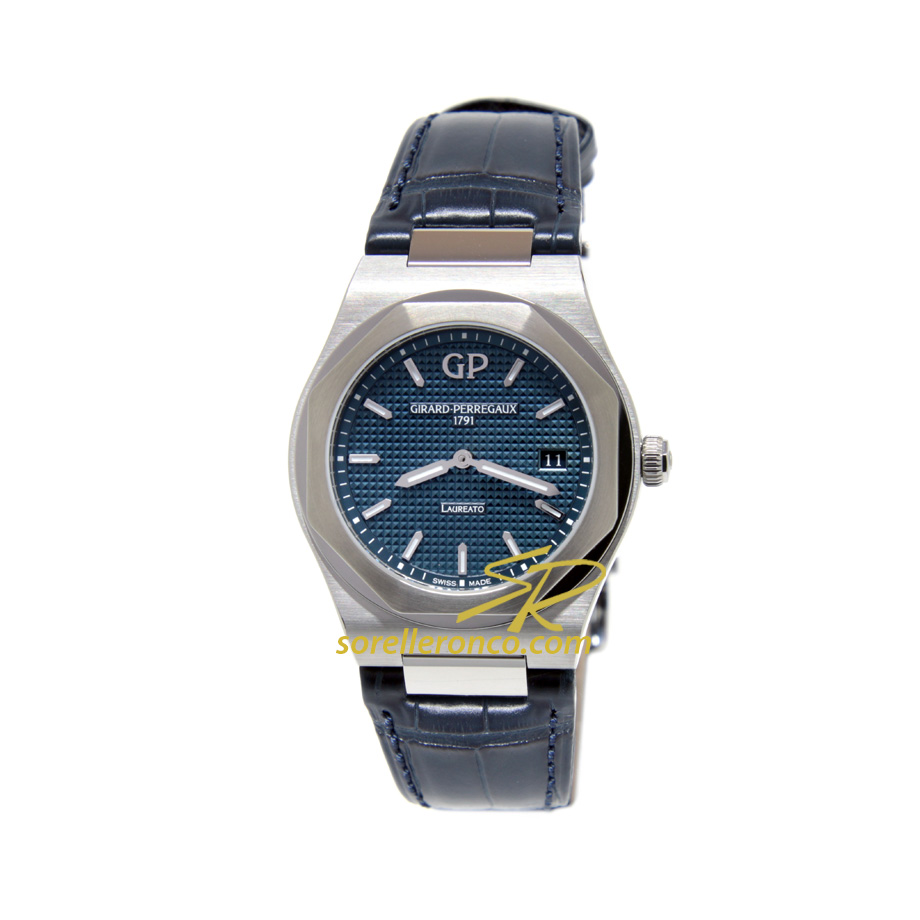 Laureato Blu Quarzo Alligatore Blu 34mm