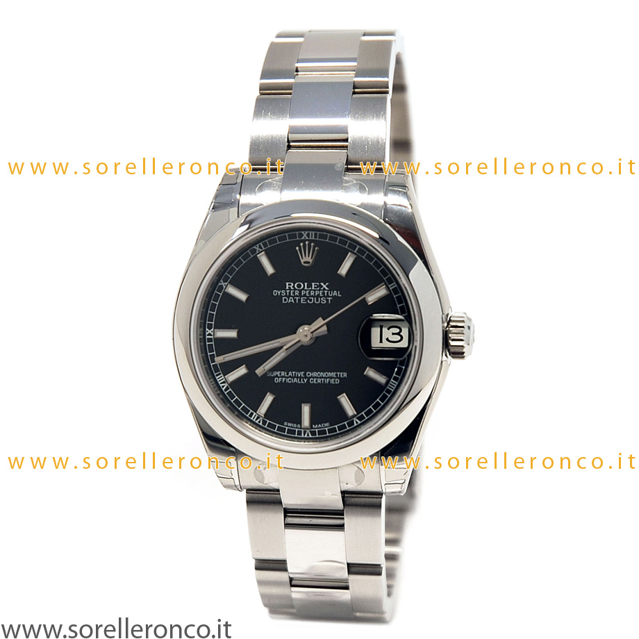 Datejust 31mm Nero Indici Bracciale Oyster - Nuovo