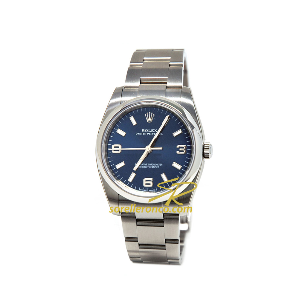 Rolex Perpetual Lady 34mm Blu Bracciale Acciaio