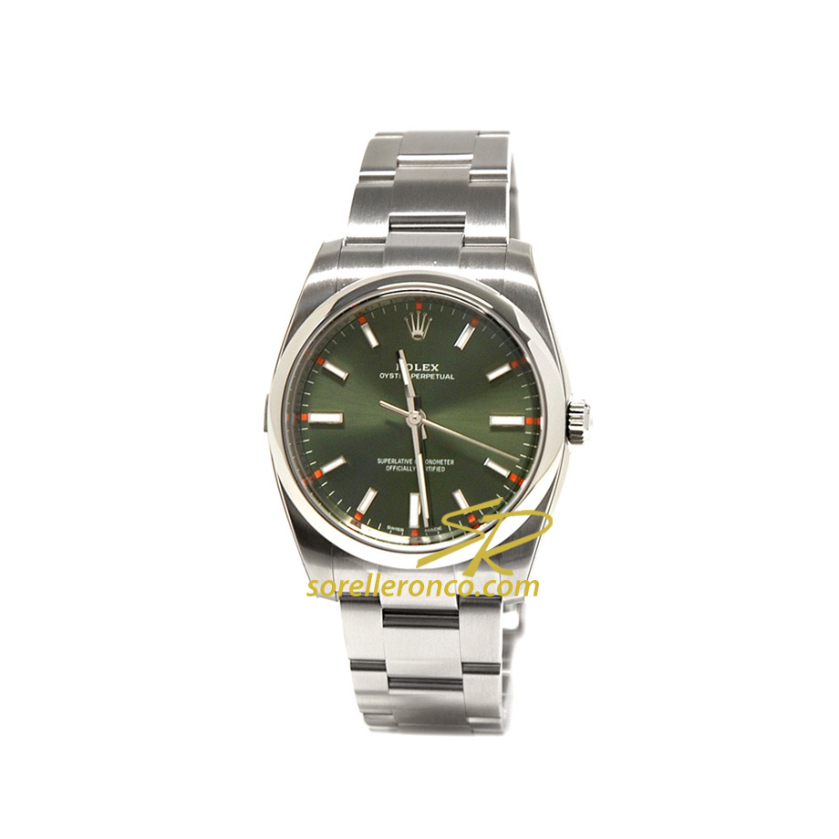 Oyster Perpetual 34mm Verde Oliva Punti Rossi