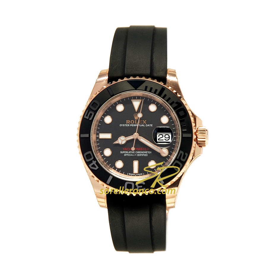 Yacht Master Everose 40mm Nero Cinturino Gomma - Nuovo