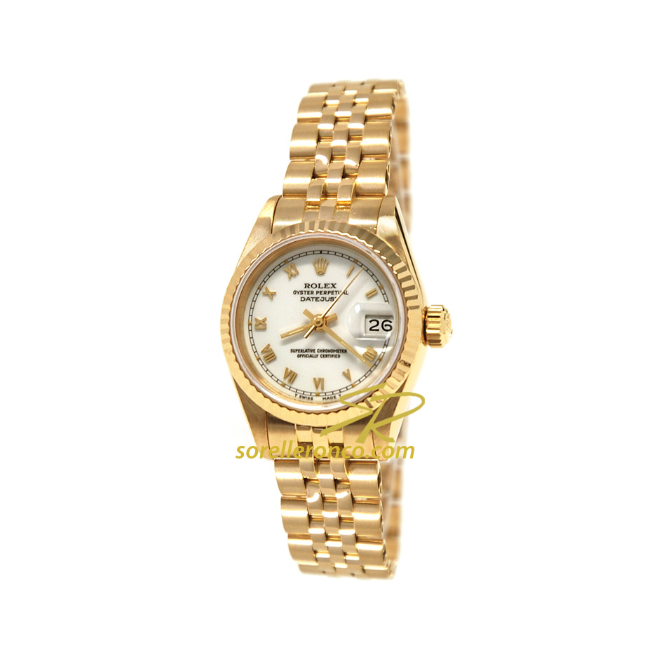 Datejust Lady Oro Giallo 26mm Bianco Romani