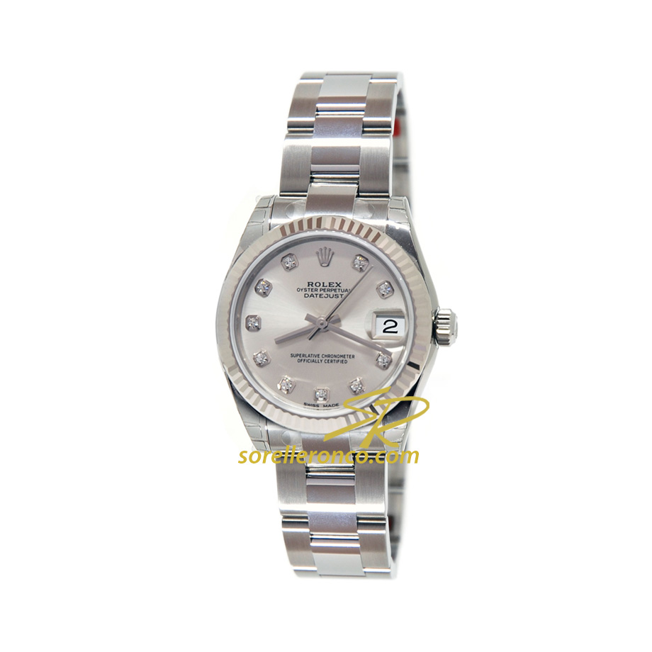 Datejust Silver 10 Diamanti Oyster 31mm