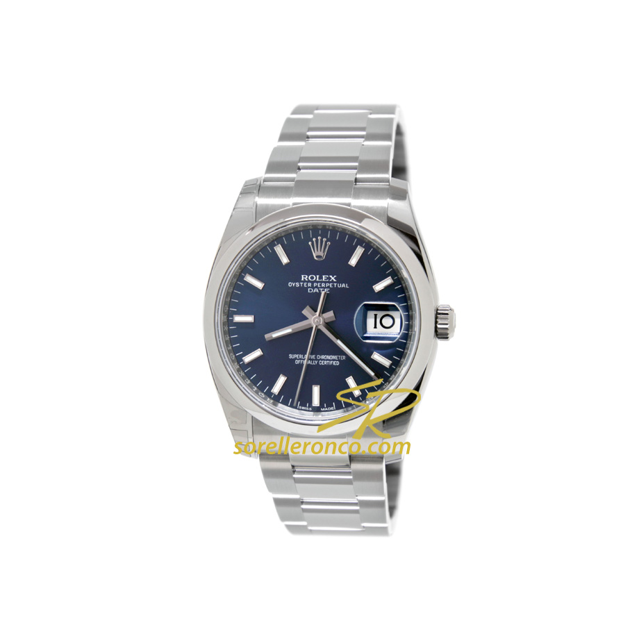 Datejust 34mm Blu Indici Automatico Acciaio