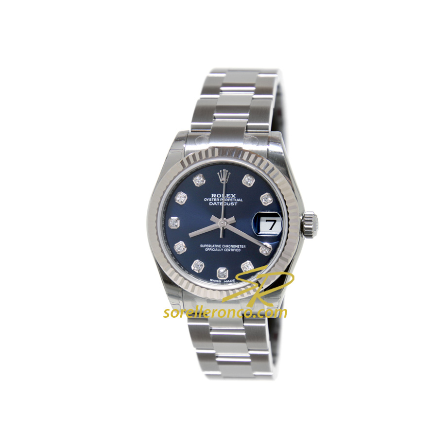 Datejust Blu con Diamanti Ghiera Zigrinata 31mm