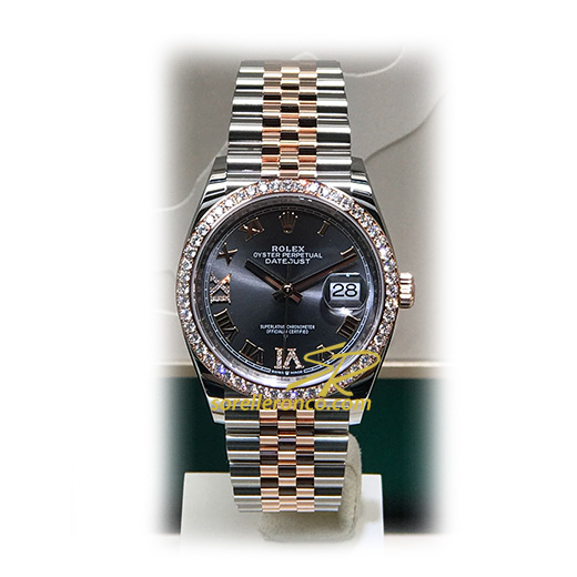 Datejust Rodio Scuro Ghiera Diamanti 36mm