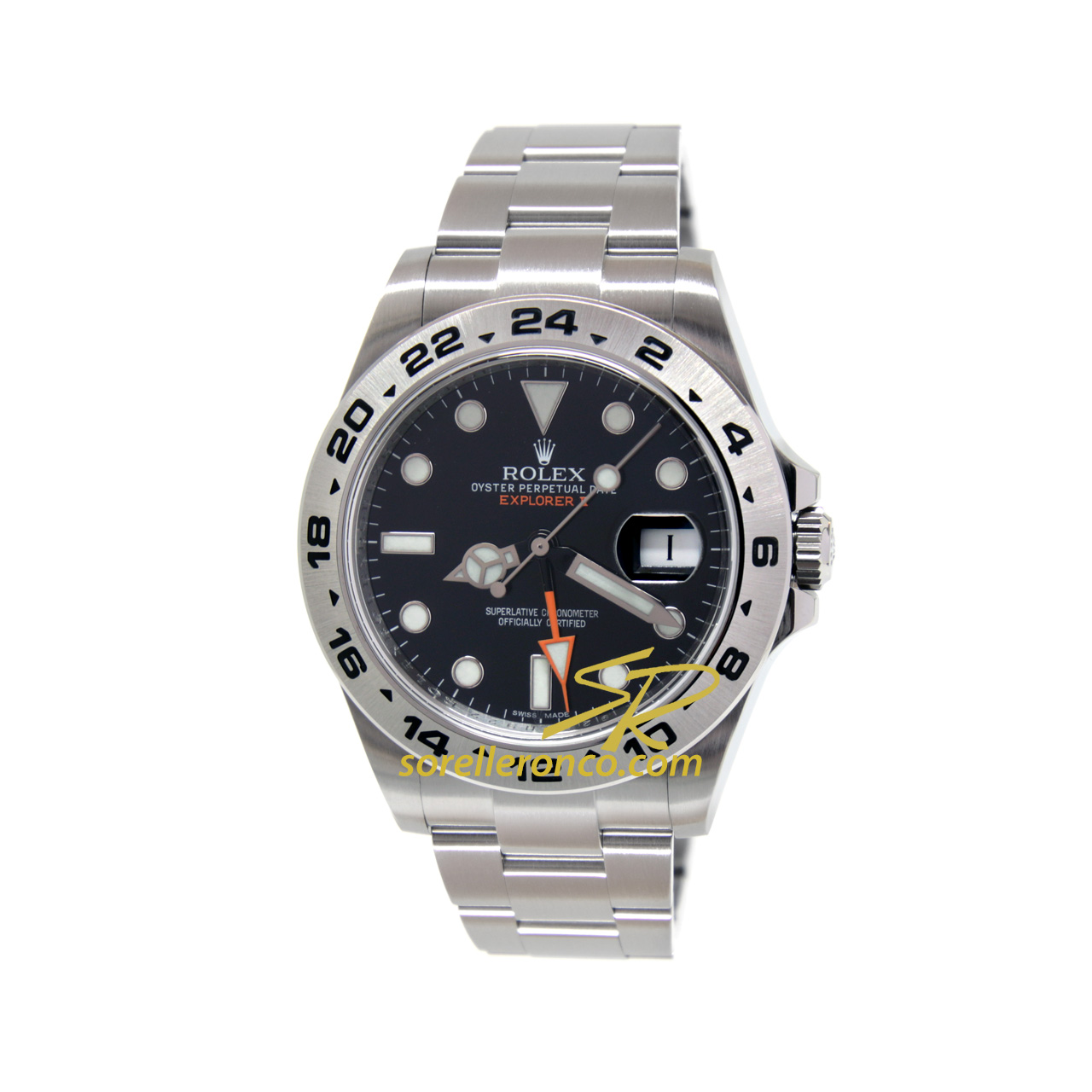 Explorer II GMT Quadrante Nero Bracciale Acciaio 42mm