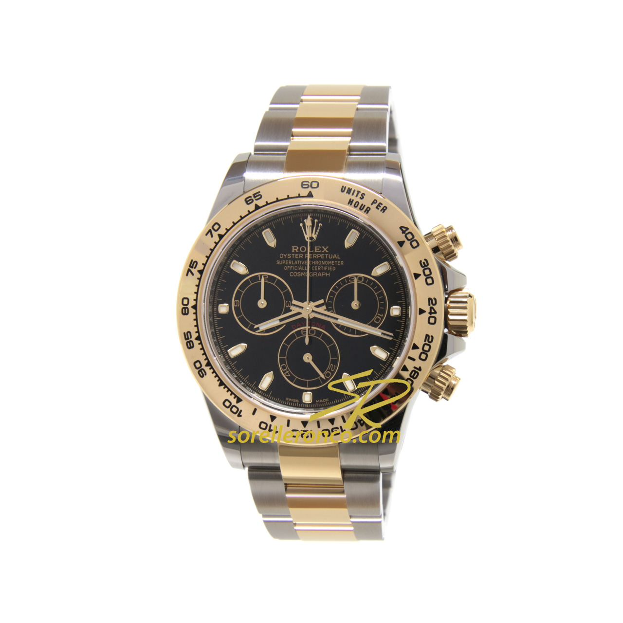 Daytona Cosmograph Acciaio Oro 40mm Quadrante Nero