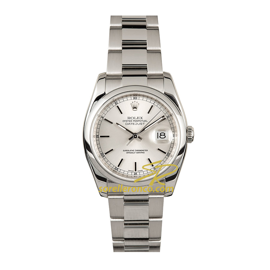 Datejust Acciaio 36mm Silver Indici Oyster