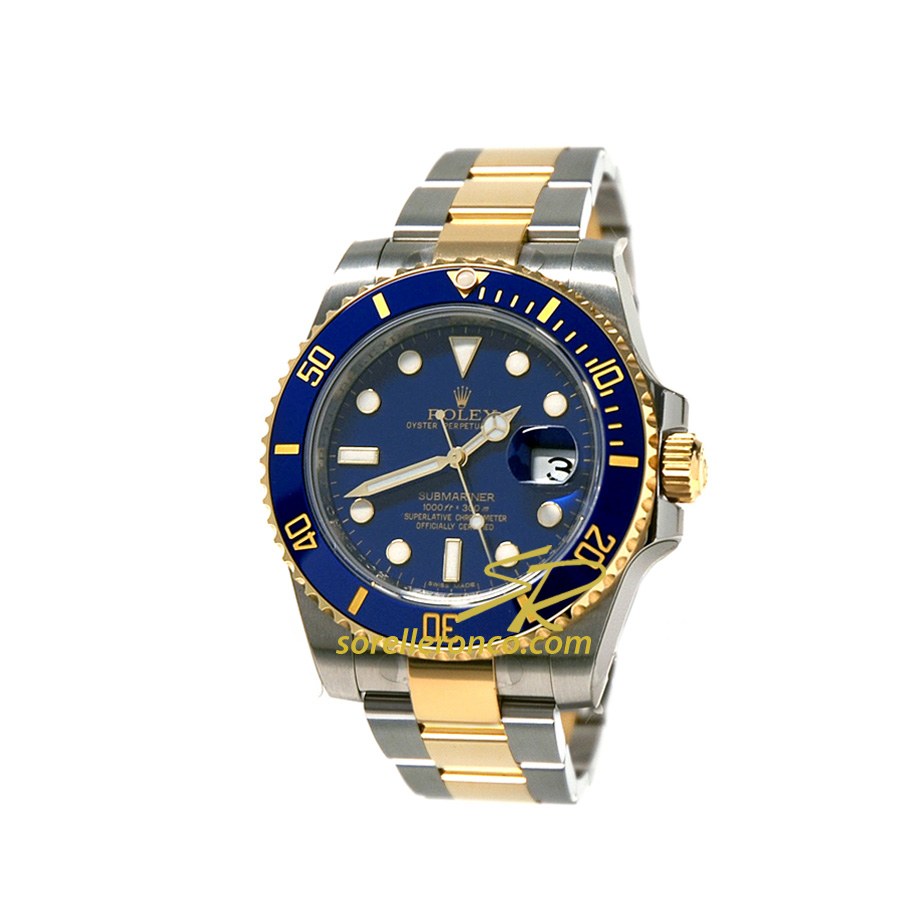Submariner Acciaio Oro Giallo 40mm Ghiera Ceramica Blu