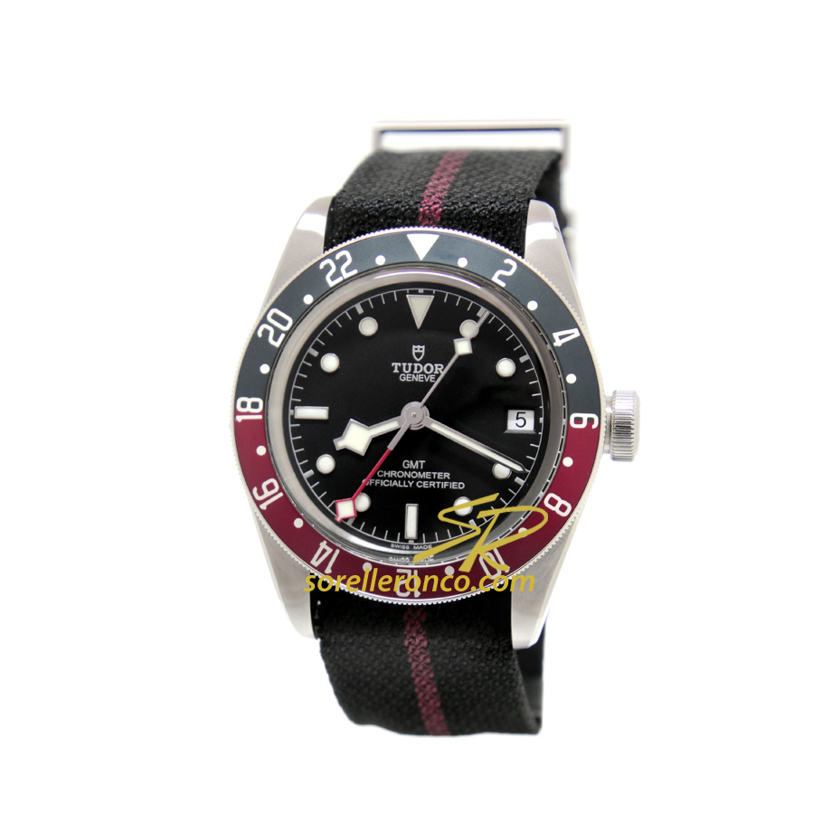 Black Bay GMT Cinturino Tessuto Ghiera BLU ROSSA