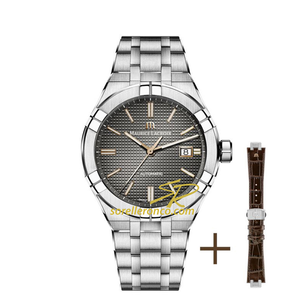 Aikon 42mm Bracciale Acciaio e Pelle Antracite 