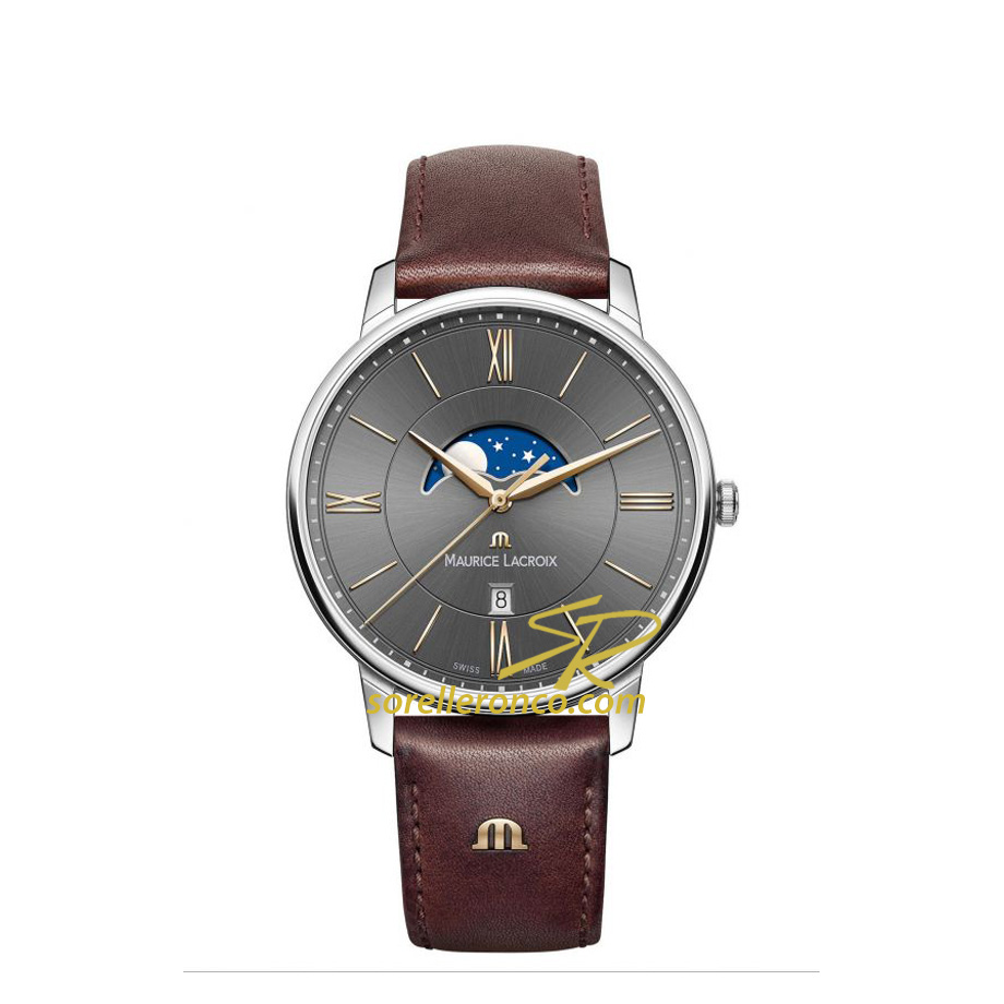 Eliros Quarzo Fasi Luna Pelle Marrone 40mm