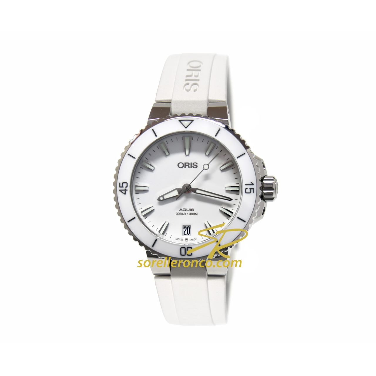 Aquis Date DONNA SUB Automatico Gomma Bianca 36mm 