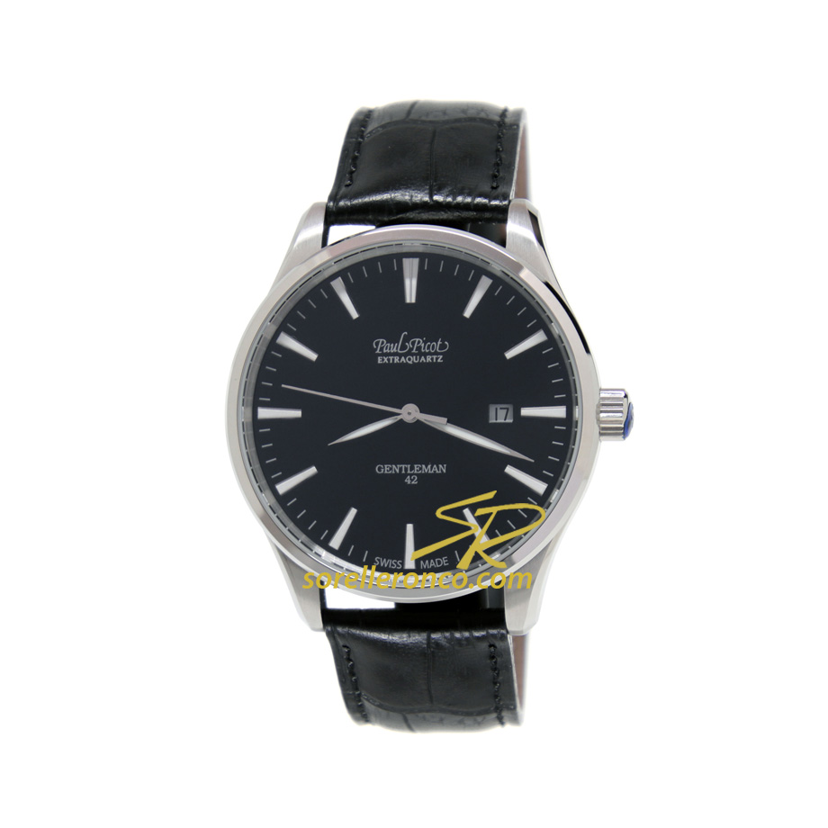 Gentleman 42mm Nero Indici al Quarzo