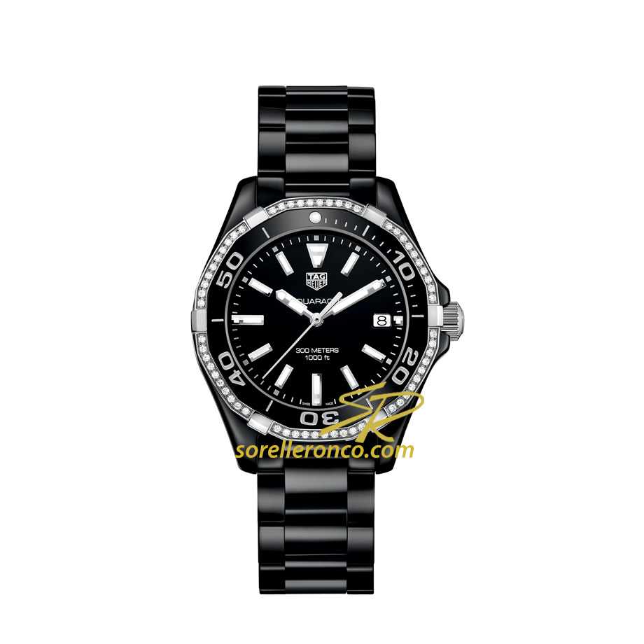 Aquaracer 300M Full Ceramic Nero Ghiera Diamanti 35mm