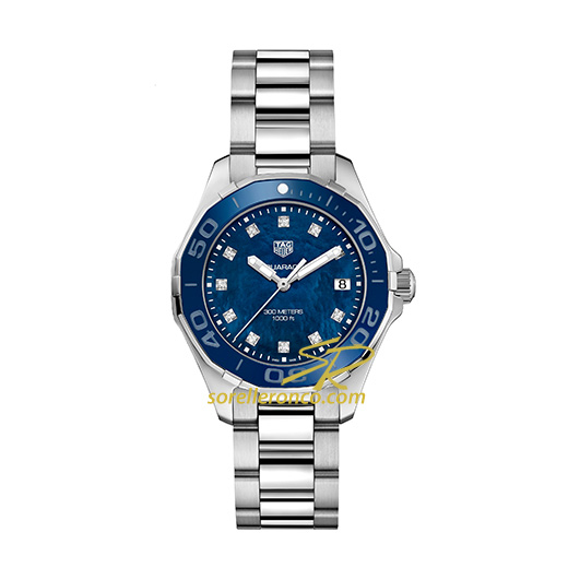 Aquaracer Madreperla Blu Diamanti Quarzo Acciaio 35mm