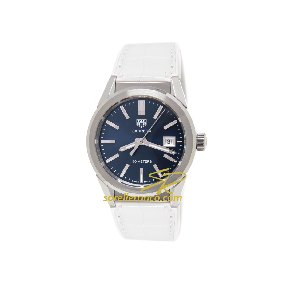 Carrera Lady Blu Quarzo Pelle Bianca 36mm