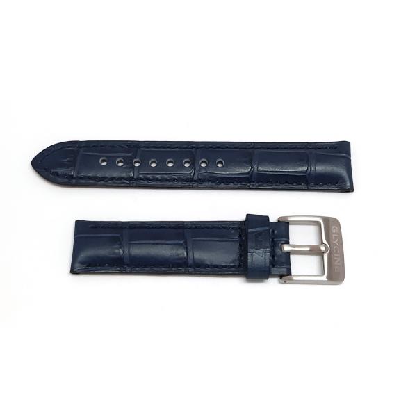 1115862 - Cinturino Glycine Pelle Blu Stampa Cocco 20mm
