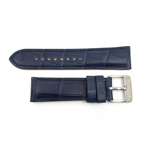 1115862 - Cinturino Glycine Pelle Blu Stampa Cocco 24mm