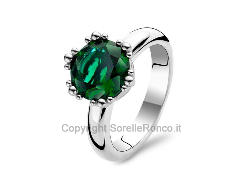 ANELLO TI SENTO MILANO ZIRCONE VERDE