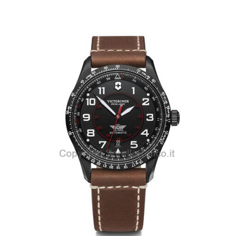 Airboss Acciaio Nero 42mm Cinturino Pelle Ora Militare