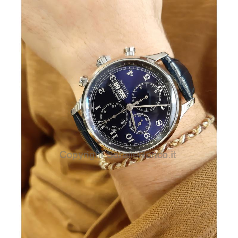 LOUIS ERARD 1931 BLU 42,5MM AUTO CHRONO PELLE