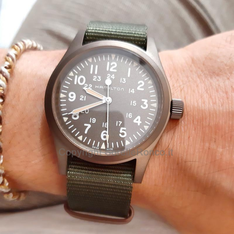 HAMILTON KHAKI FIELD 38MM VERDE CINTURINO NATO