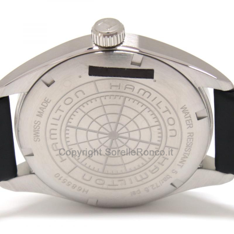 HAMILTON KHAKI FIELD SILVER 40MM PELLE NERA
