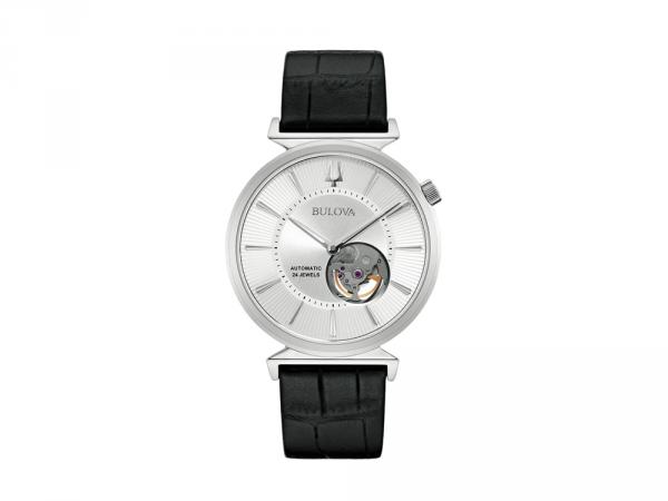 96A240 - Bulova Auto Regatta Classic Silver Pelle Nera 40mm