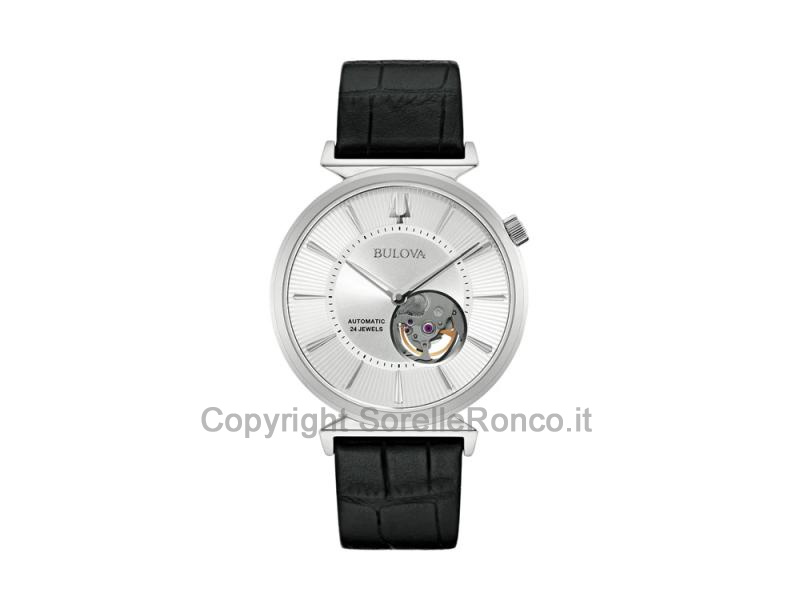 BULOVA AUTO REGATTA CLASSIC SILVER PELLE NERA 40MM